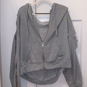 Cropped Grey Zip up hoodie